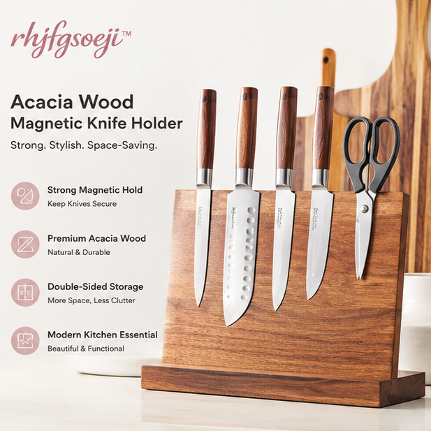 rhjfgsoeji™ Acacia Wood Magnetic Knife Holder Block