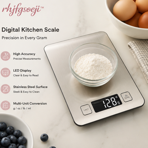 rhjfgsoeji™ Stainless Steel Digital Kitchen Scale with LED Display